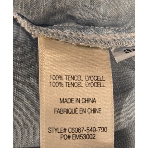 Cloth and Stone Blue Chambray Short Shirt Dress Button Collar Long Sleeve Small - Picture 9 of 11